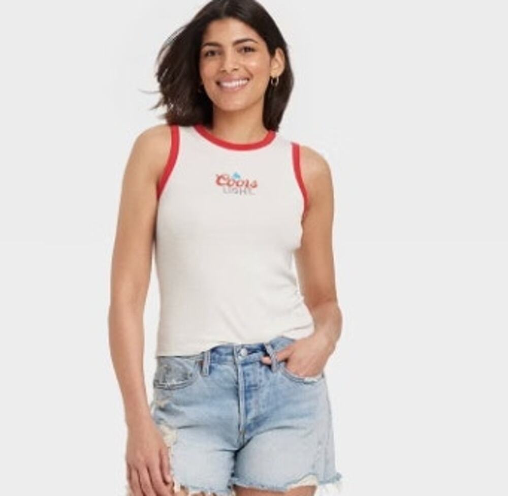 Hybrid Apparel NWT Coors Light Cream Red Graphic Tank Top Size XL